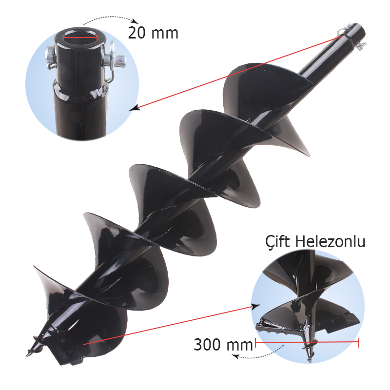 BACO TOPRAK DELME BURGUSU 30 CM ÇİFT HELEZONLU